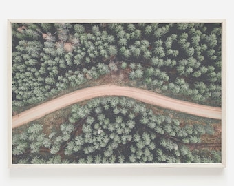 Aerial Green Forest Print, Forest Wall Art, Aerial Photography, Dirt Road Print, Forest Printable Wall Decor, Nature Printable Art
