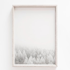 Winter Forest Print, Snow Covered Trees Print, Winter Wonderland, Minimalist Art, Winter Decor,DIGITAL DOWNLOAD PRINTABLE Art,Large Wall Art