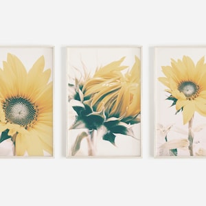 Boho Farmhouse Print Set, Set of 3 Prints, Floral Print Set, Sunflower Print Set, Flower Wall Art, Yellow Flowers, Farmhouse Photography Set