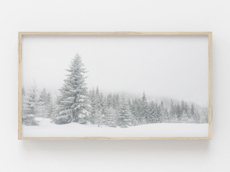 Samsung Frame TV Art | Winter Forest Digital Art | Snowy Winter Wonderland | Pine Forest Frame TV | Digital Art for Frame TV | Winter Print 