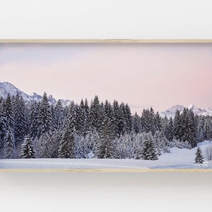 Samsung Frame TV Art | Pastel Winter Forest | Landscape Art for Frame Tv | Snow Covered Trees | Digital Art for Frame Tv | Holiday Frame TV