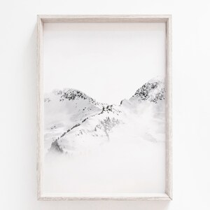 Winter Landscape Wall Art, Snow Covered Peaks, Christmas Scene, Modern Minimalist Print, Nordic Prints, Downloadable Print, Printable Art