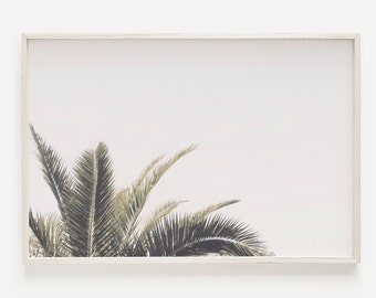 Palm Leaf Print, Tropical Beach Wall Art, Pastel Beach Prints, Tropical Beach Print, Palm Tree Printable, Palm Tree Wall Art, Palm Tree Art
