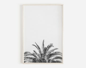 Black And White Palm Tree Print, Modern Boho Decor, Botanical Print,Tropical Leaf Print, Black And White, Coastal Decor, California Wall Art