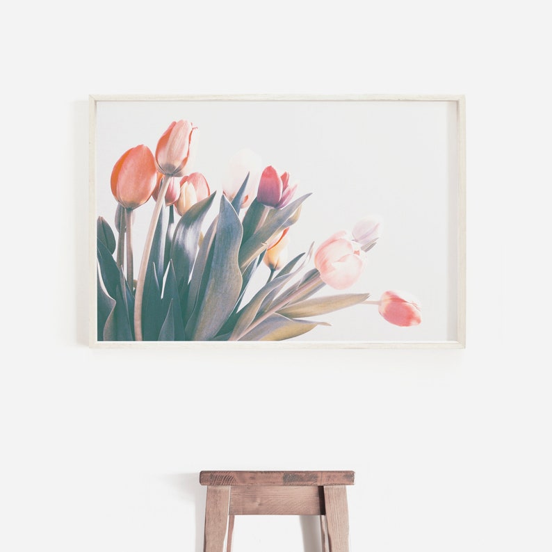Floral Print Farmhouse Tulips Instant Art Tulip Art Print | Etsy