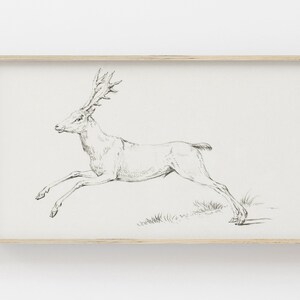 Samsung Frame TV Art | Reindeer Sketch | Vintage Reindeer Drawing | Christmas Reindeer Art | Vintage Winter Photo | Fine Art For Frame Tv