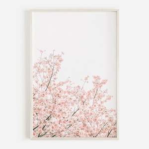 桜の壁アート、ピンクの花の壁アート、植物の印刷物、桜のポスター、農家の花柄プリント、即時ダウンロード