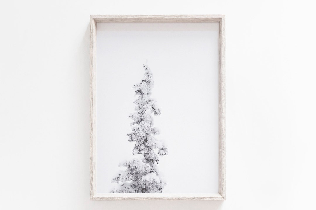 Winter White Forest Wall Art, Snowy Pine Tree Printable, Winter ...