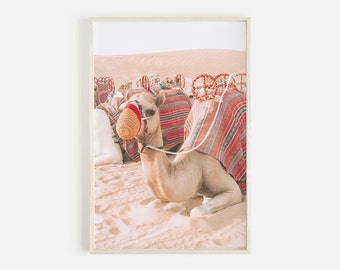 Pastello Cammello Stampa, Stampa Deserto, Cammello Wall Art, Middle Eastern Wall Hanging, Trendy Camel Print, Egyptian Camel Wall Art, Large Wall Art