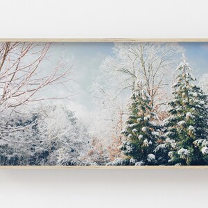 Samsung Frame TV Art | Snow Covered Forest | Winter Art for Frame Tv | Holiday TV Download | Christmas Art | Digital Art for Frame TV