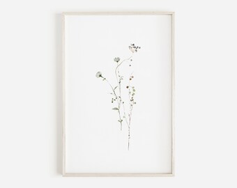 Wildflower Bouquet, Wildflower Painting, Digital Art Print, Botanical Wall Art, Delicate Floral Painting, Downloadable Print, Printable Art