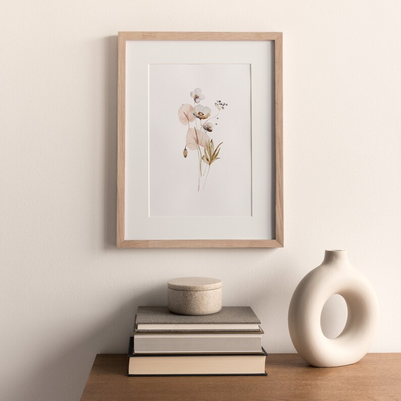 Blush Pink Wildflowers, Meadow Floral Print, Watercolor Flowers ...