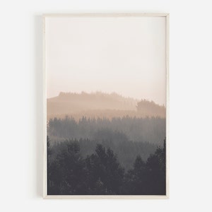 Mountain Shadows Wall Art, Nature Print, Beige Forest Print, Mountain Wall Art, Landscape Print, Forest Poster, Mountains Print, Tree Print