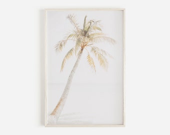 Pastel Palm Tree Print, Palm Tree Poster, Tropical Beach Wall Art Palm Tree Printable,Pastel Beach Prints,Tropical Beach Print Palm Tree Art