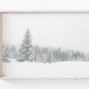 Winter Forest Print, Snowy Trees, Winter Wonderland Landscape, Christmas Wall Art, Snow Covered Pine Trees Printable Art, Large Wall Art