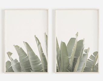 Hojas de plátano Tropical Leaf Print Set of 2 Prints Banana Leaf Print Decoración tropical Botanical Print Tropical Leaves Tropical Wall Art Prints