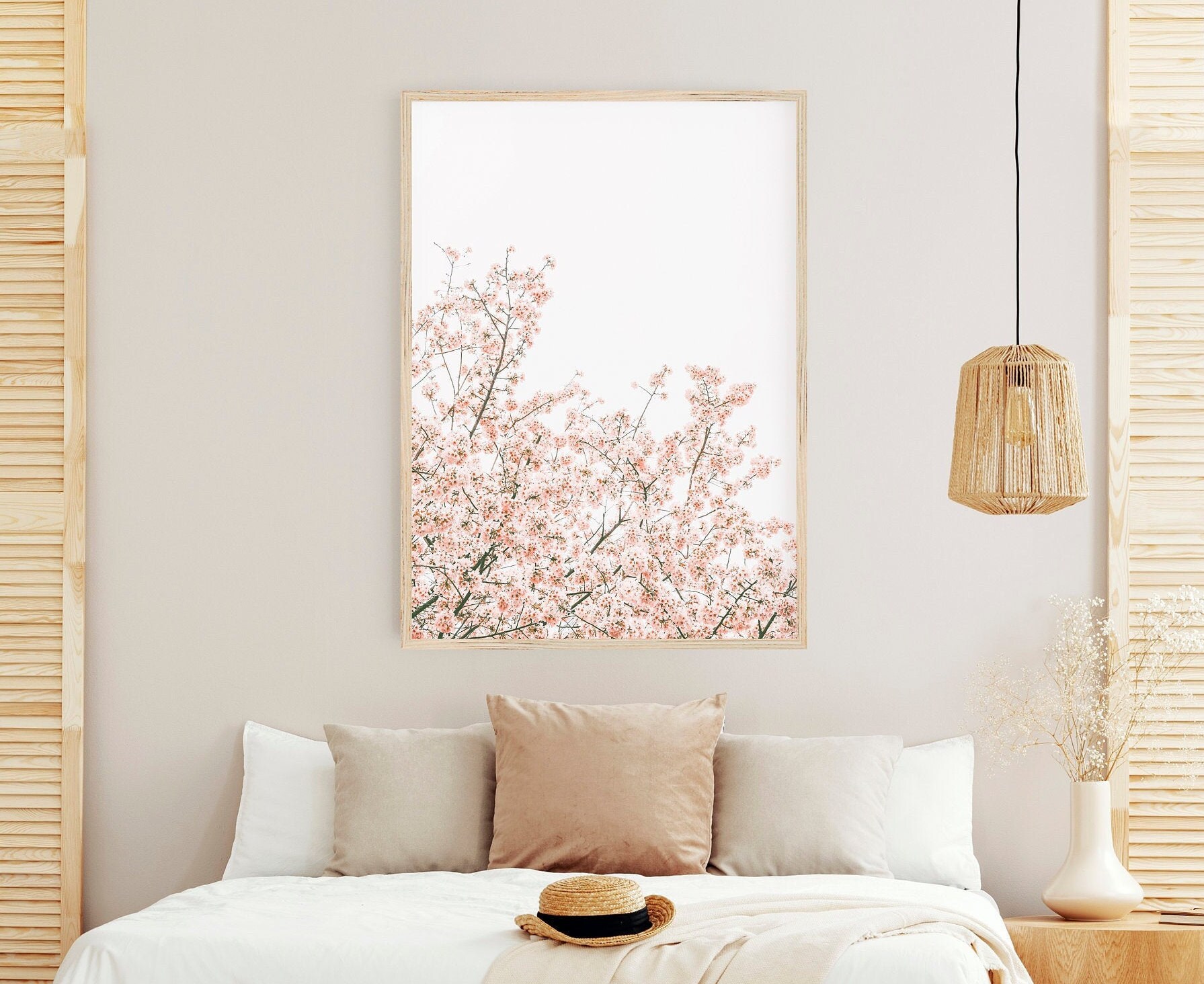 Kirschblüte Wandkunst rosa Blume Wandkunst botanische | Etsy