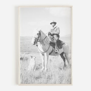 Cowboy Print, Western Decor, Southwestern Wall Art, Western Wall Decor, Cowboy Art, Black And White Cowboy, Western Poster, Cowboy Art Print