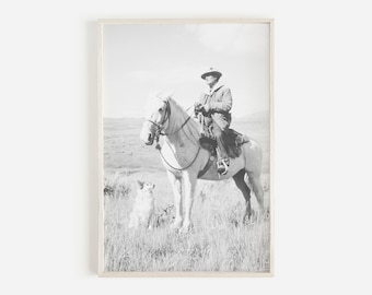 Cowboy Print, Western Decor, Southwestern Wall Art, Western Wall Decor, Cowboy Art, Black And White Cowboy, Western Poster, Cowboy Art Print