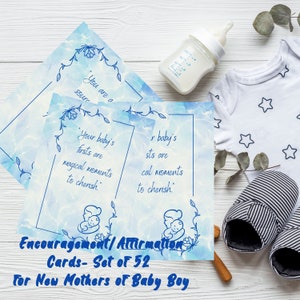 Encouragement pour la nouvelle mère du garçon, pensées pour faire face, nouveau bébé, cadeau pour les nouveaux parents, affirmation de la pensée positive et cartes de joie pour les mamans