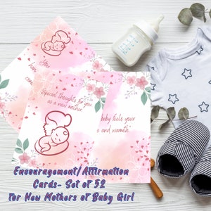 Encouragement pour la nouvelle mère d'une fille, pensées pour faire face, nouveau bébé, cadeau pour la nouvelle maman, parents, affirmation de la pensée positive et cartes de joie