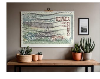 Nevada Statehood Centennial Stamp | Silver State History | Vintage Western Americana Decor