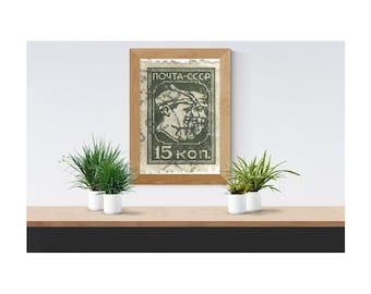 UdSSR 15 Kopek authentische Vintage Stempelkunst | Klassisches Porträt | Echte Sowjetunion Post druckbare Datei