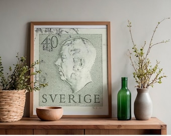 スウェーデン Sverige 40 鉱王グスタフ 6 世ヴィンテージ切手デジタル ダウンロード