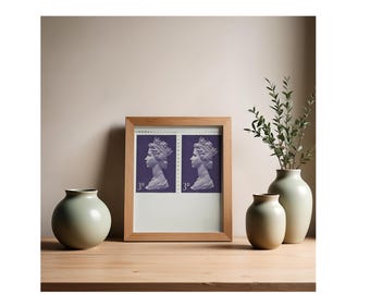 Groot-Brittannië 3D Queen Elizabeth Pair vintage postzegel digitale download