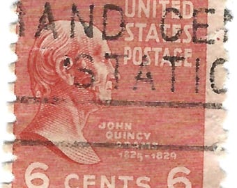 Descarga digital de un sello postal antiguo de 6 centavos de Estados Unidos de John Quincy Adams (descarga digital).