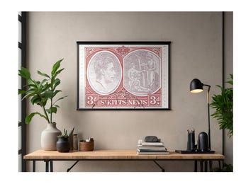 Download digital do selo postal vintage real de 3 pence de São Cristóvão e Névis