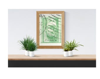 Vintage Greece 10 Lepta Stamp Digital Download | Green Warrior Postage Stamp Art