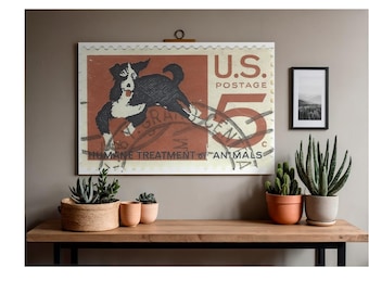 Vintage Stamp Print | Humane Treatment Animals, Grand Central Postmark (Digital Download)