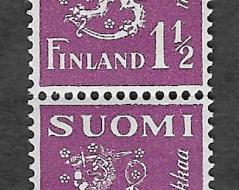 Finland 1930   1.50 M. Rare Vertical Pair  (1930 - Sc. #169) - Red Violet Unused CTO Stamp