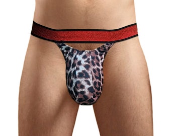 TH284 Big Balls Monster Pouch Leopard Print Thong