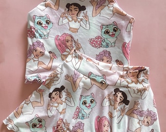 Conjunto de falda y camisola Kpop para fans, cumpleaños Kpop, falda pantalón, camisola con tirantes, conjunto de falda, conjunto a juego, para cumpleaños, para niñas, para bebés