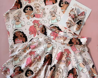 Summer Princess Cami Skirt Set, Princess Birthday, Summer,Skort, Tie Strap Cami, Skirt Set, Matching Set,For Birthday,For Girls, For Toddler