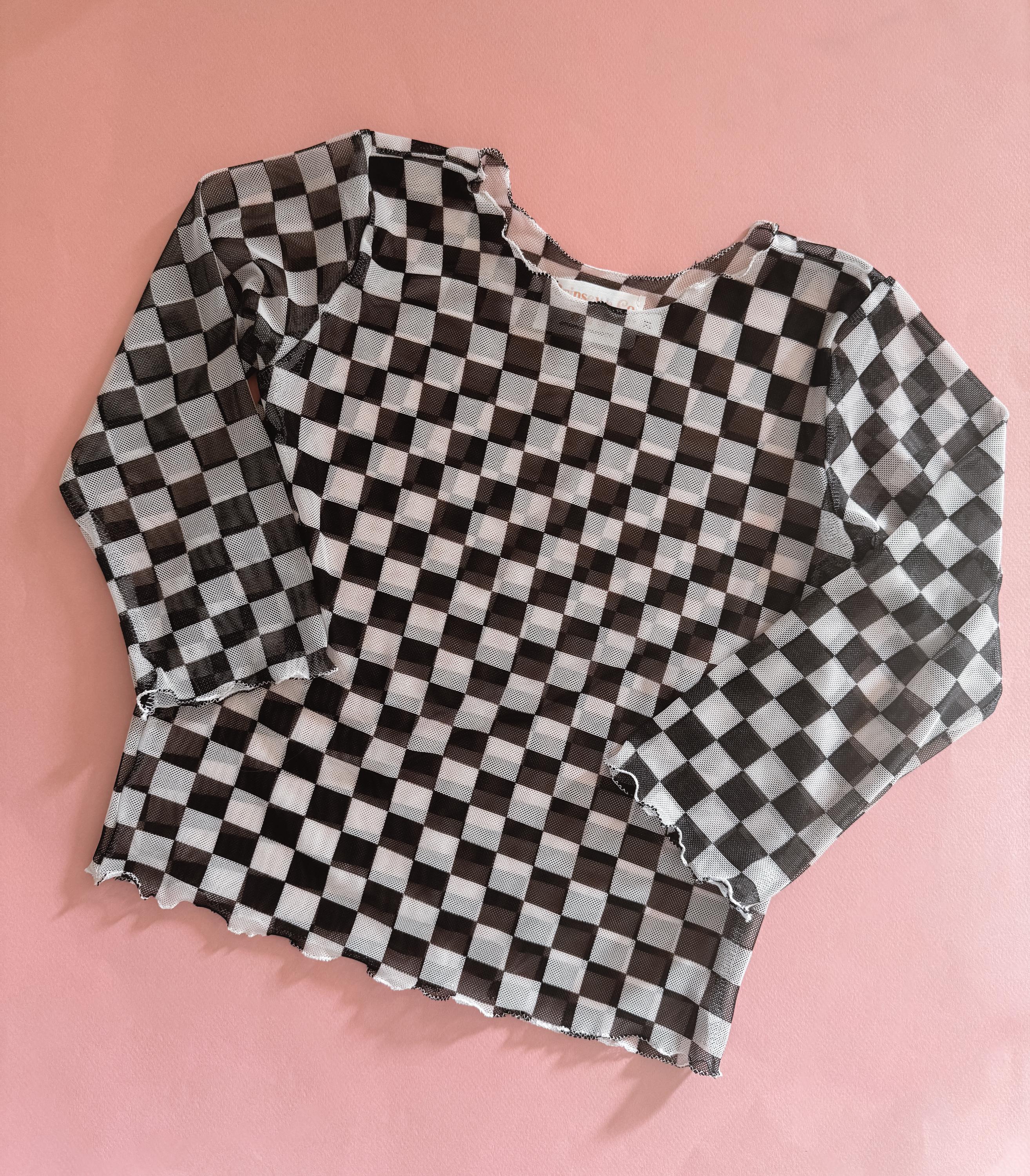 Checker Mesh Layering Top, for Under Dresses, Under Overalls, for 