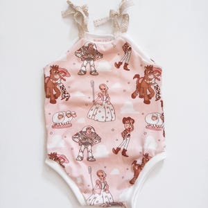 Western Friends Tie Strap Leotard, Leo, Tie Straps, Adjustable Straps, Western, Summer, Pink, Toddler, Baby, Handmade, Magical