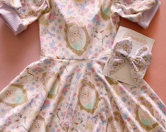 Vestido de manga abullonada de la Reina de Hielo, Manga abullonada, Vestido, Castillo, Parque Mágico, Castillo Mágico, Reina de Hielo, Niña pequeña, Bebé, Exclusivo, Reina de las Nieves, Frozen