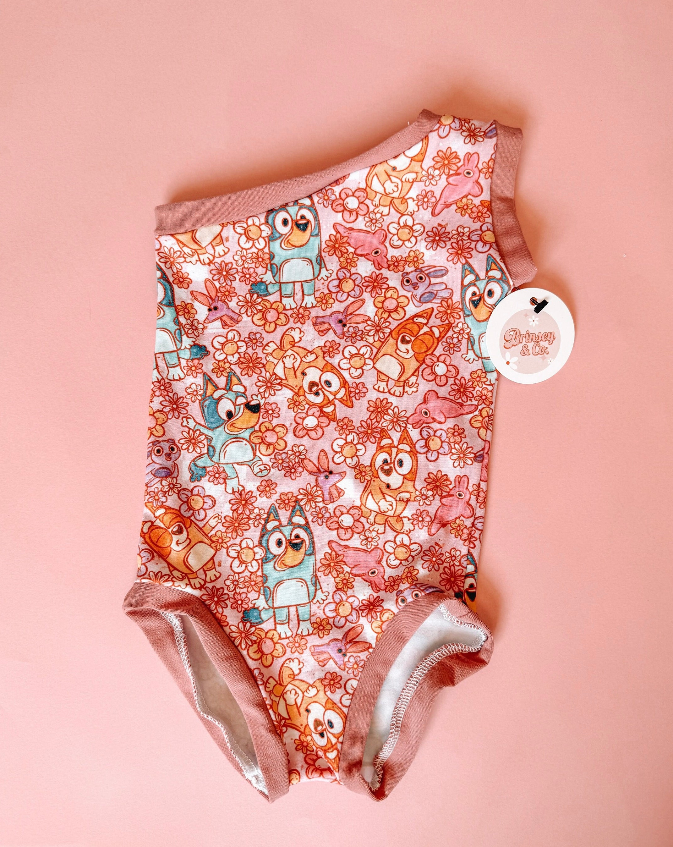 Pink Floral Heeler One Shoulder Leo, Leotard, One Shoulder, Dance, Gymnastics, For Toddler, For Baby, For Toddlers, Pink, Daisy, Heeler