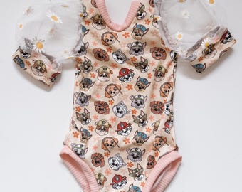 Pup Friends Puff Sleeve Leo, Pups, Daisy, Leotard, Princess Sleeves, Handmade, Toddler, Baby, Puff Sleeves, Paws, Patrol, Dog
