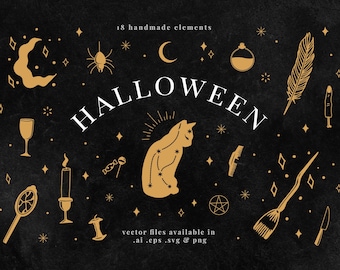 Halloween Vector Illustration Bundle: Witchcraft Clipart (PNG, SVG)