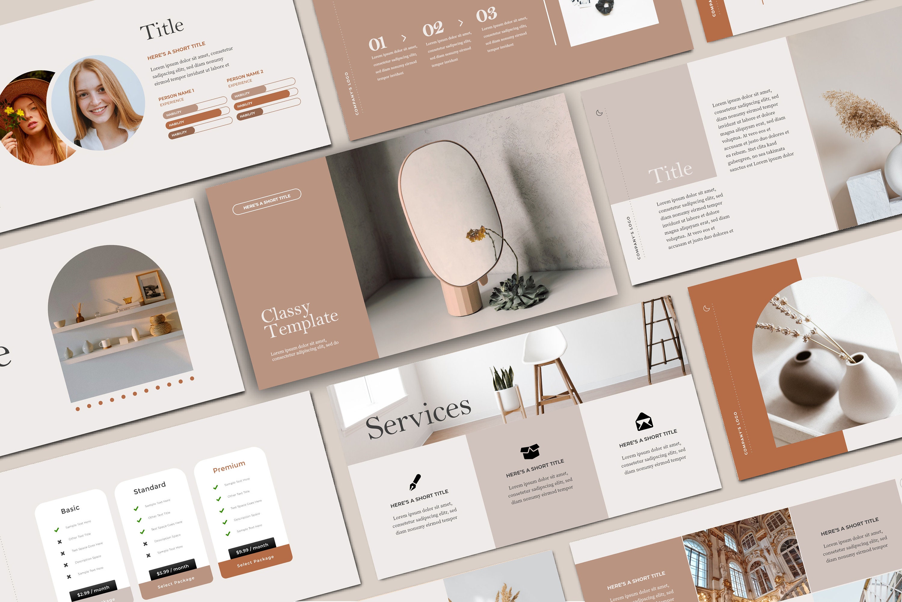 Classy Minimal Powerpoint Template, Company Brand Presentation Template ...