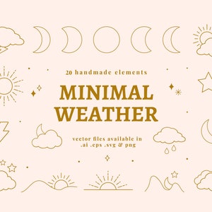 20 Minimal Vectors | Celestial Logo Design Elements | Branding | Graphic Icons | Mystical Aesthetic Sun, Moon Phases, Stars