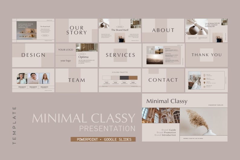 Neutral Google Slides Minimalist Brand Presentation Template | Neutral Boho Powerpoint ...