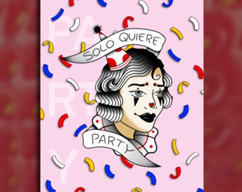 Bad Bunny Party Tatuaje Flash Art Print