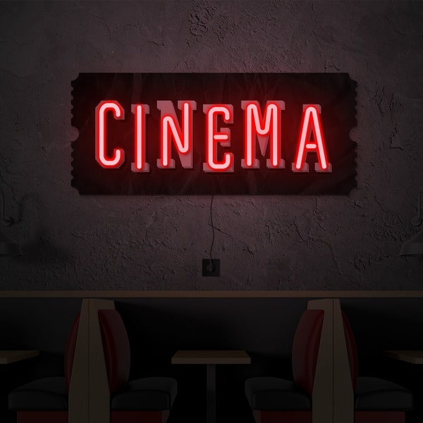 Enseigne au néon de cinéma, enseigne lumineuse de cinéma, enseigne de cinéma maison, enseigne au néon de théâtre, cadeau pour les amateurs de cinéma, enseigne de cinéma, enseigne au néon de film