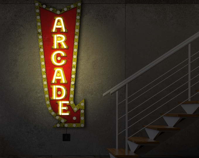 Vintage Arcade neon sign, Arcade light sign, Retro Arcade led decor, Mancave Neon Sign, Arcade game room, Arcade led sign