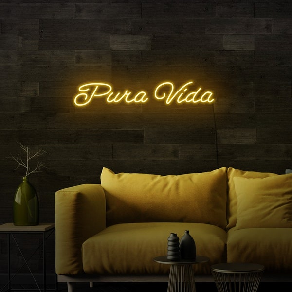 Pura vida neon sign, Pura vida led sign, Pura vida light sign, Quote neon sign, Led sign quote, Modern neon sign, Neon sign wall decor